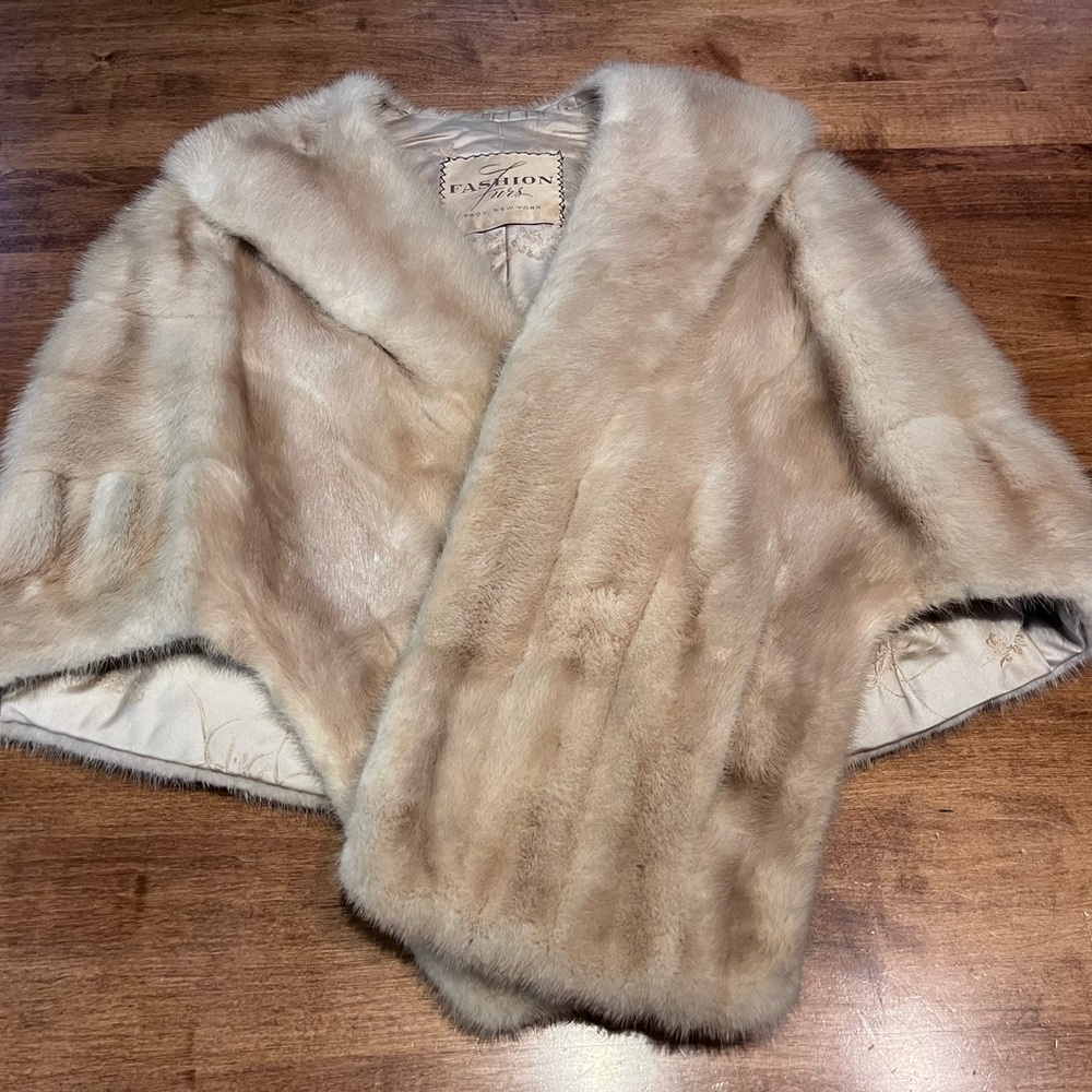 Elegant Cream Real Fur Jacket